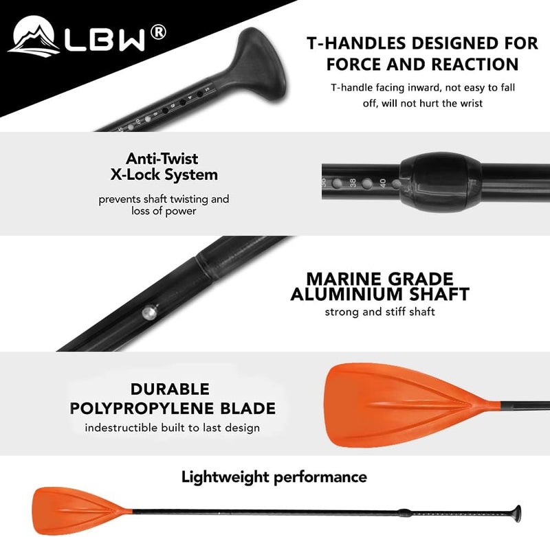 LBW 3 Piece SUP Paddle Board Paddle Floating Portable Paddleboard Accessories Adjustable Double Holes Lock Sturdy & Ergonomic for Surfing Beginner - Image 5